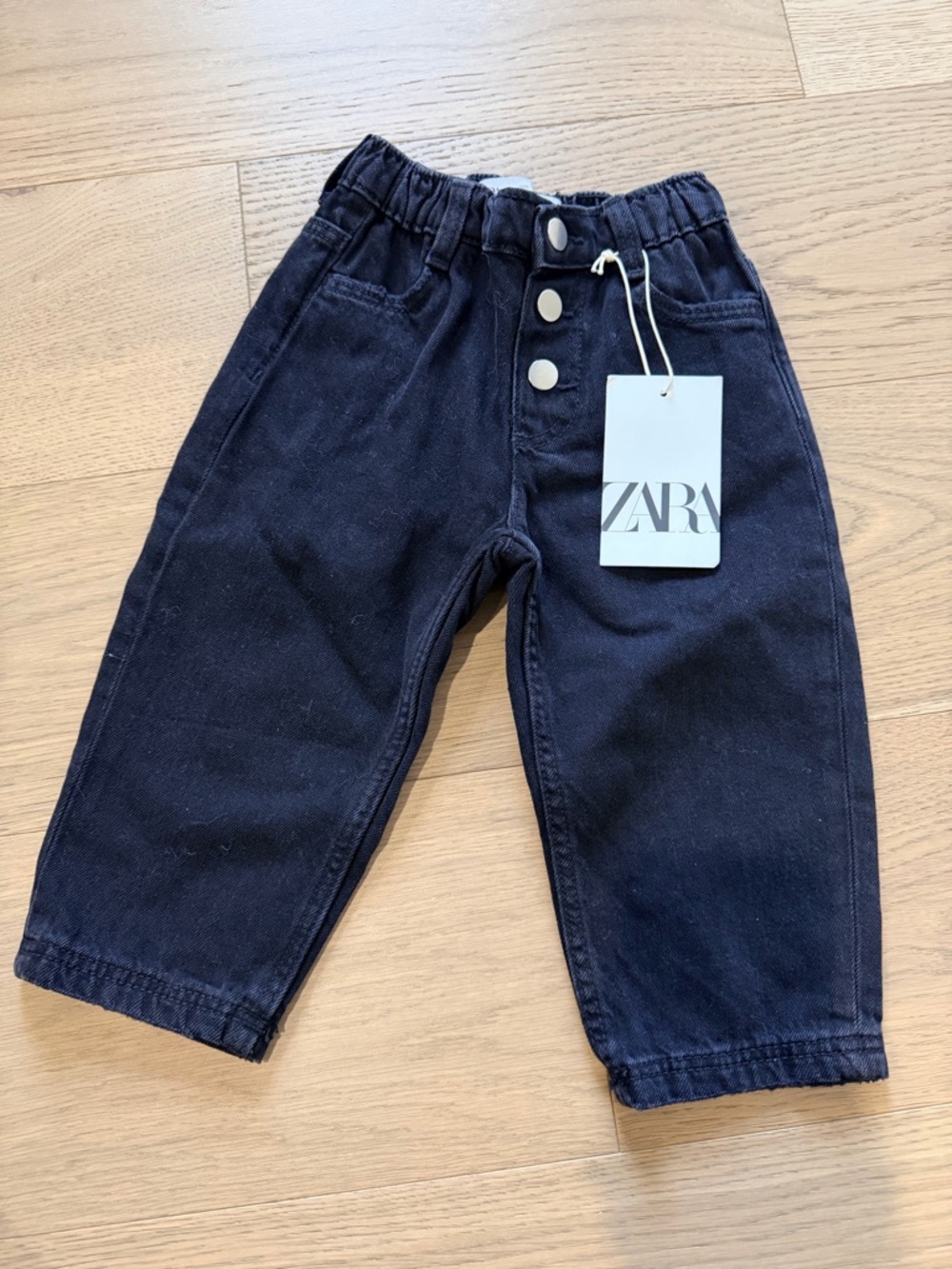 Ara Kids Navy Elastic-Waist Button-Front Jeans